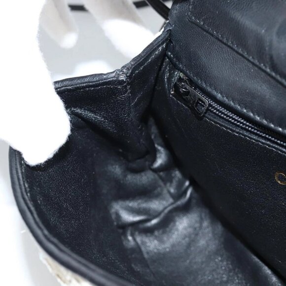 CHANEL Sequin Shoulder Bag Leather White Gold CC Auth 140995 - Picture 13 of 16